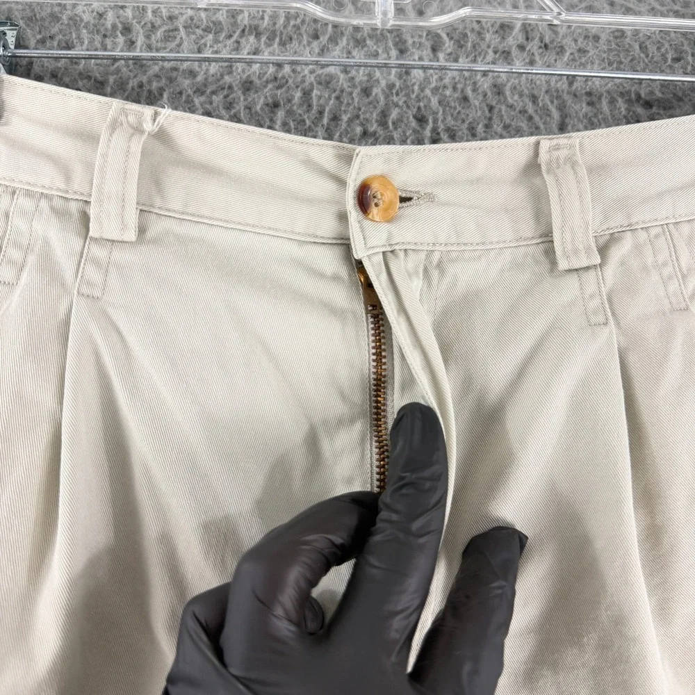 Vintage Moschino Chino Shorts Men's 33 Beige Cotton Twill Pleated Casual Khaki